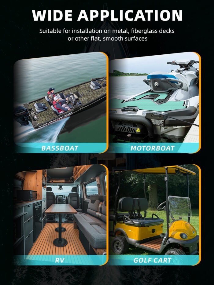 BossDeck EVA Foam Teak 3M Adhesive Boat Flooring - 图片 3