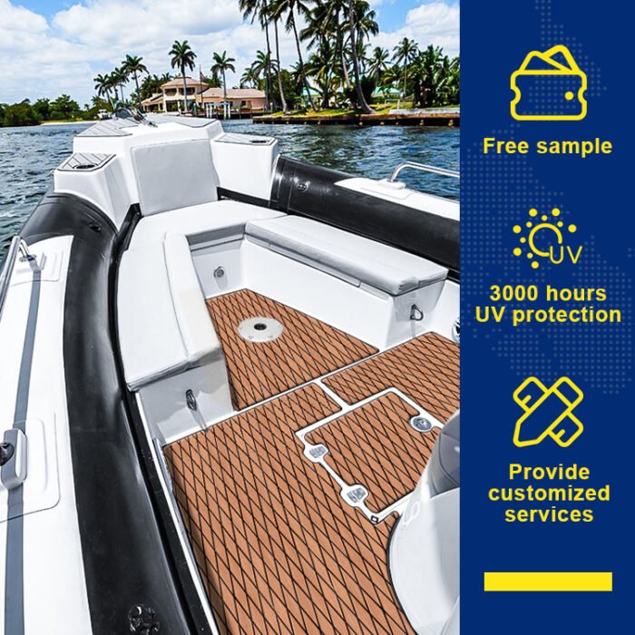 BossDeck 3M Adhesive Faux Teak EVA Foam Boat Flooring - 图片 4